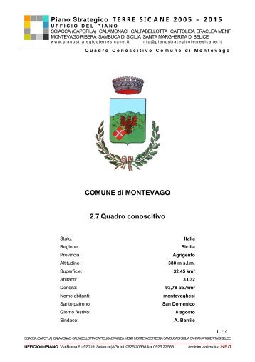 COMUNE di MONTEVAGO 2.7 Quadro conoscitivo - Xml07.com