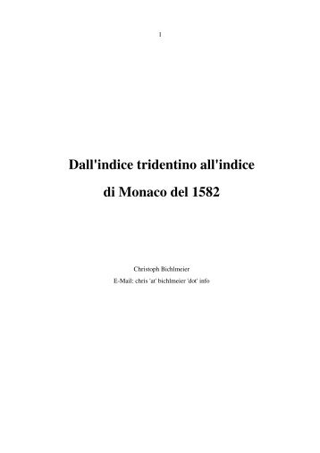 Dall'indice tridentino all'indice di Monaco del 1582 - bichlmeier.info