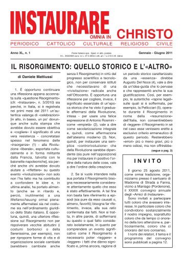 XL, n. 1, Gennaio - Giugno 2011 - instaurare omnia in christo