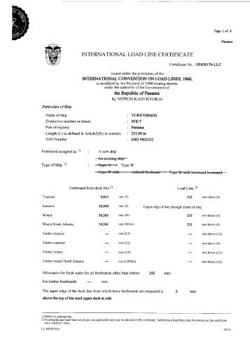 INTERNATIONAL LOAD LINE CERTIFICATE - Maersk Tankers