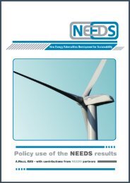 Policy use of the NEEDS results