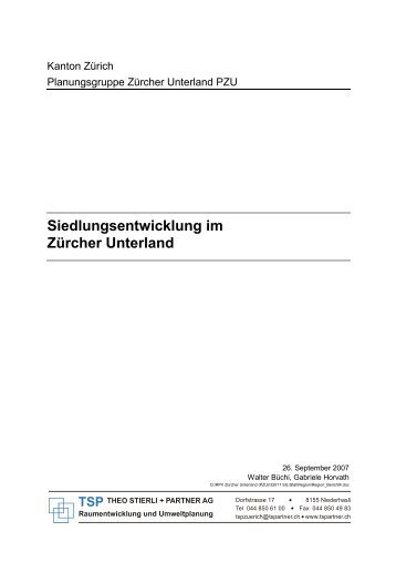 Siedlungsentwicklung im Zürcher Unterland - Planungsgruppe ...