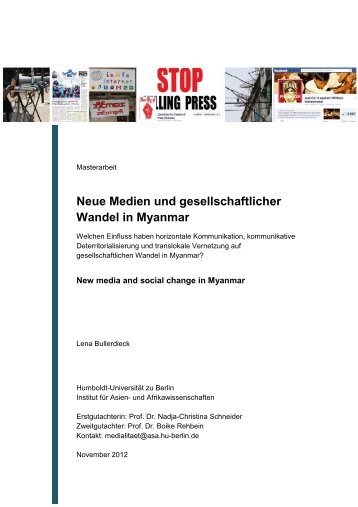 Neue Medien und gesellschaftlicher Wandel in Myanmar