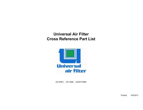 CROSS REFERENCE MATRIX_AARON - Universal Air Filter