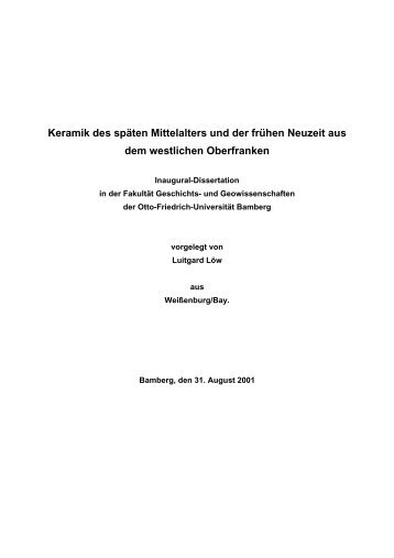 Keramik des späten Mittelalters und der frühen Neuzeit - Universität ...