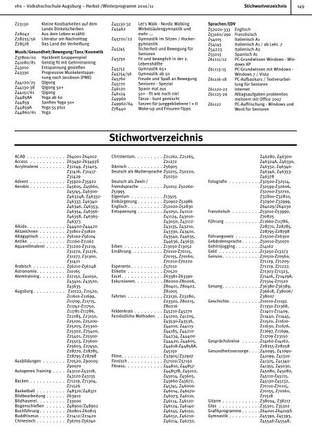 Gesellschaft - Volkshochschule Augsburg