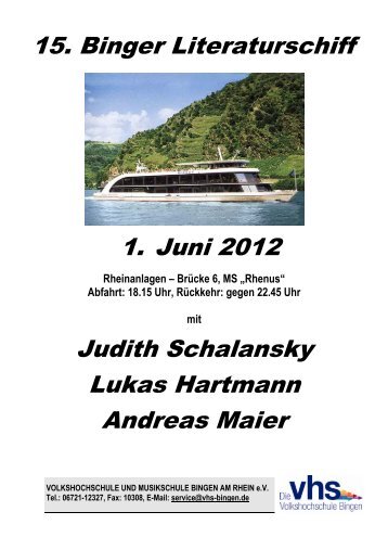 15. Binger Literaturschiff 1. Juni 2012 Judith ... - VHS Bingen