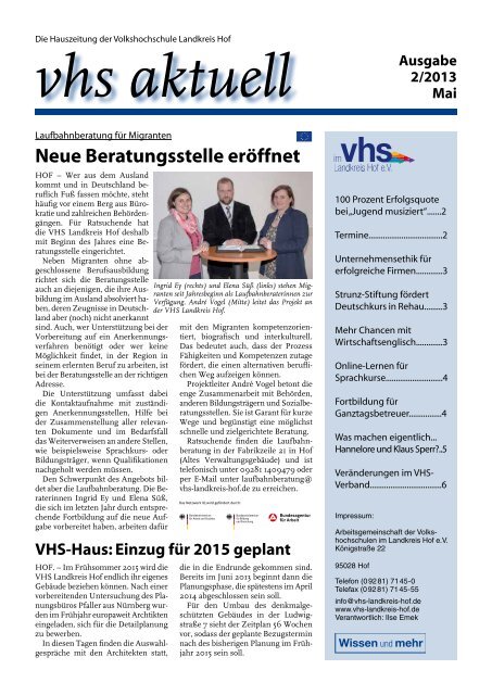 Ausgabe II/2013 - Download - VHS Landkreis Hof