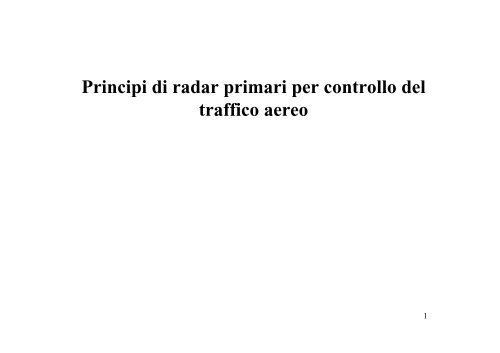 Principi di radar primari per controllo del traffico aereo - InfoCom