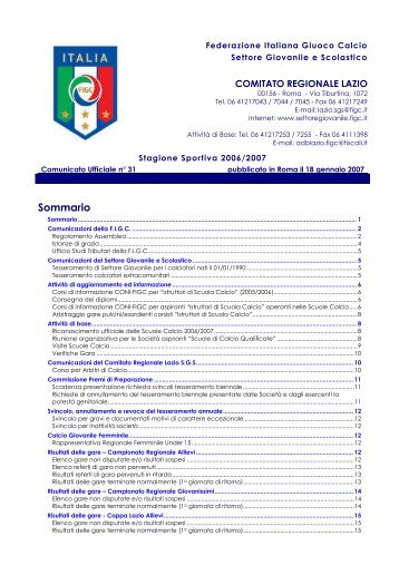 C.U. N° 31 del 18/01/2007 - Figc