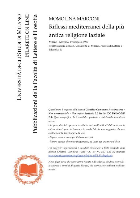 Riflessi mediterranei della più antica religione ... - Studi umanistici