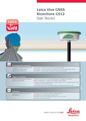 Leica Viva GNSS Ricevitore GS12 Dati Tecnici - Leica Geosystems