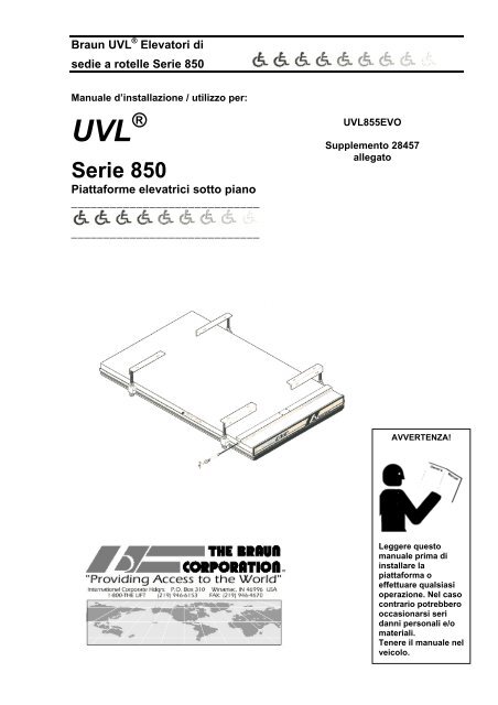 Braun UVL® Élévateurs électriques de - Braun Corporation