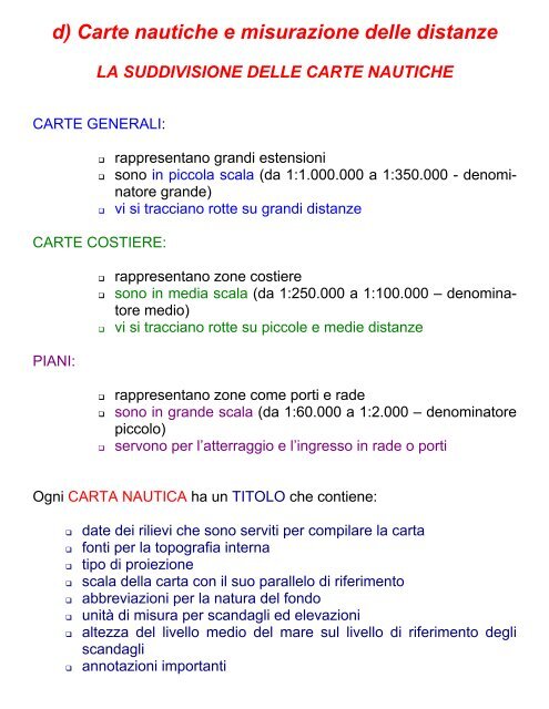 d) Carte nautiche e misurazione delle distanze - Il Saturatore