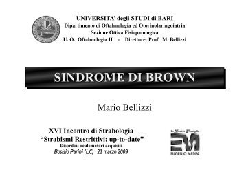 SINDROME DI BROWN - E. Medea