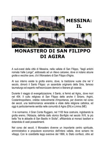 MESSINA: IL MONASTERO DI SAN FILIPPO DI AGIRA - Agyrion