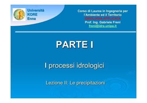 Lezione II.pdf - Dipartimento di Ingegneria Idraulica ed Applicazioni ...