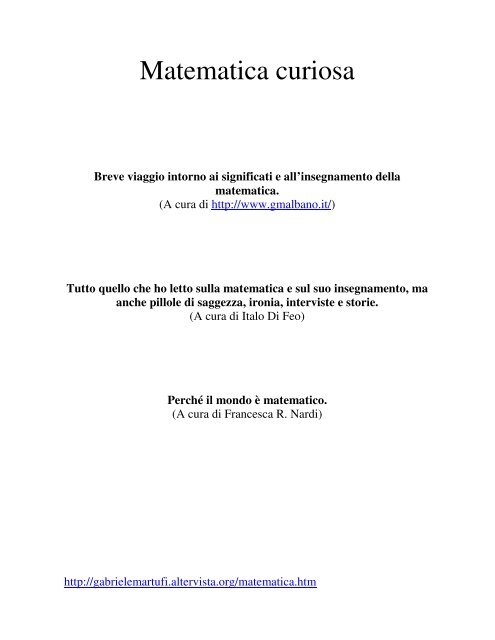 Matematica curiosa - Martufi, Gabriele - Altervista