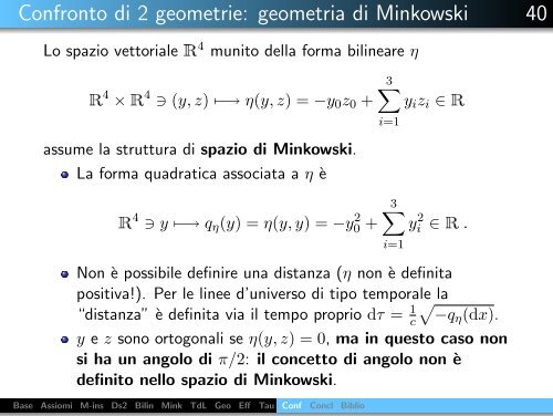 Lo spazio--tempo di Minkowski tra fisica e matematica