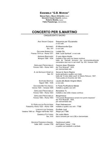 CONCERTO PER S.MARTINO - Comune di Gorno