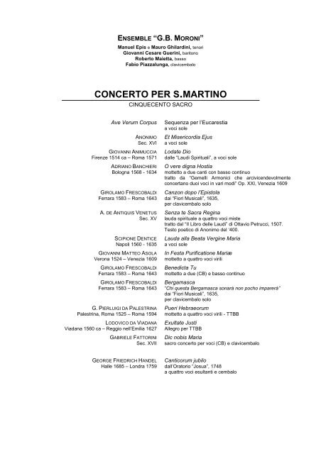 CONCERTO PER S.MARTINO - Comune di Gorno