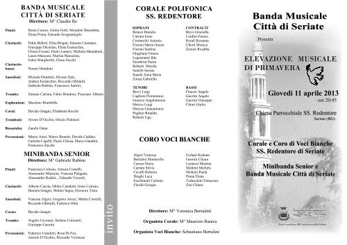 Volantino Elevazione 2013 - Banda Musicale Città di Seriate