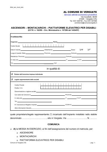 Elementi per modulistica - Comune di Vergiate