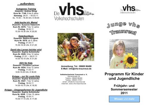 Junge vhs 2011-1 - Volkshochschule Traunreut