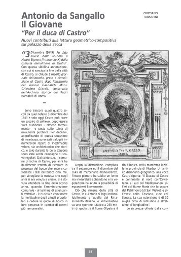 Antonio da Sangallo Il Giovane “Per il duca di Castro” - Biblioteca ...