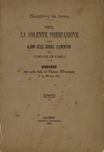 Per la solenne premiazione degli alunni delle scuole ... - EleA@UniSA