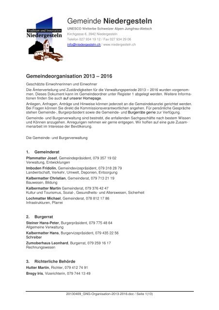 20130409_GNG-Organisation-2013-2016 - Gemeinde Niedergesteln