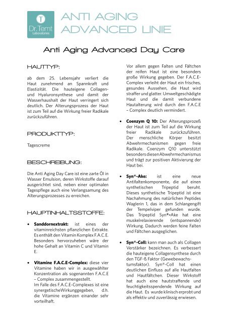 ANTI AGING ADVANCED LINIE - vhv beauty group