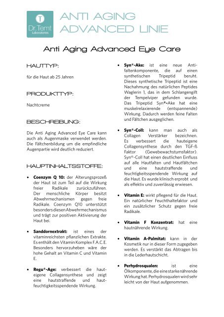 ANTI AGING ADVANCED LINIE - vhv beauty group