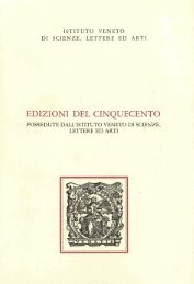 edizioni del cinquecento - Istituto Veneto di Scienze, Lettere ed Arti