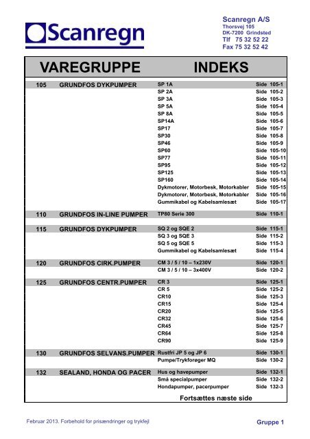 VAREGRUPPE INDEKS - Scanregn A/S