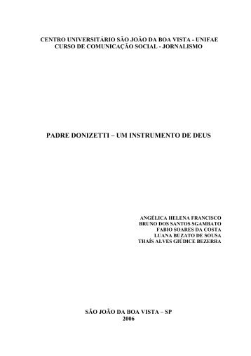 PADRE DONIZETTI – UM INSTRUMENTO DE DEUS - Fae