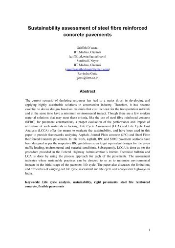 Sustainability assessment of steel fibre reinforced concrete ...