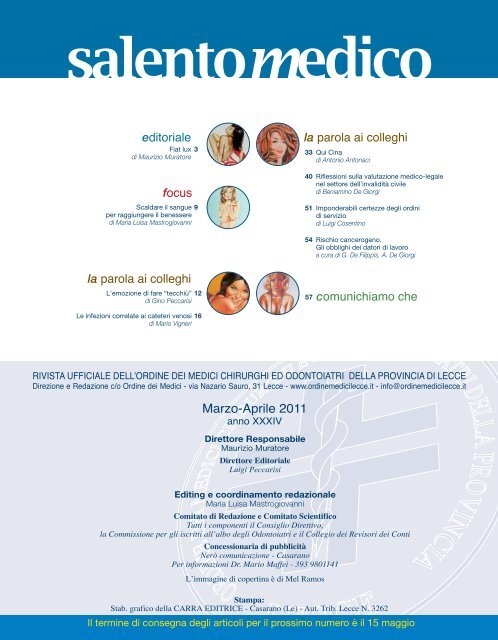 Anno XXXIV n. 2 Marzo-Aprile 2011 - Ordine dei Medici Lecce