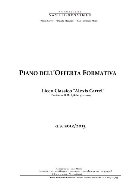 Piano Offerta Formativa 2012-2013 - Alexis Carrel