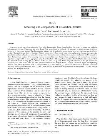 Modeling and comparison of dissolution profiles - DePa