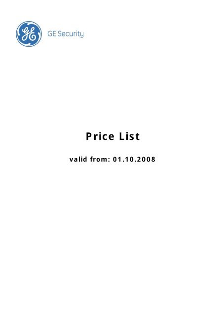 GE Security Price List 10_2008 EUR_Stand_04-2009 - Videor