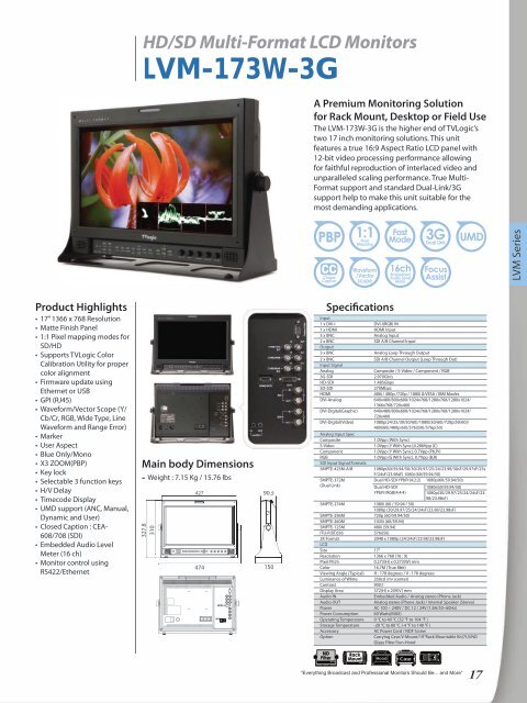 HD/SD Multi-Format LCD Monitors LVM-071W - Videor