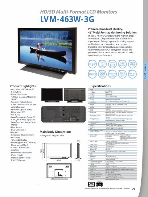 HD/SD Multi-Format LCD Monitors LVM-071W - Videor