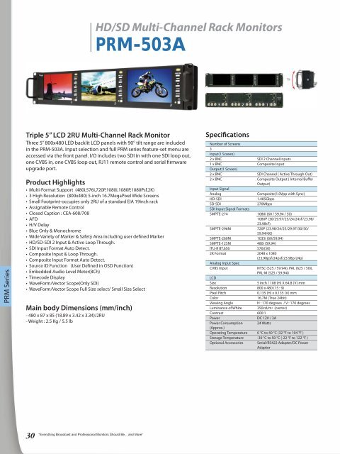HD/SD Multi-Format LCD Monitors LVM-071W - Videor