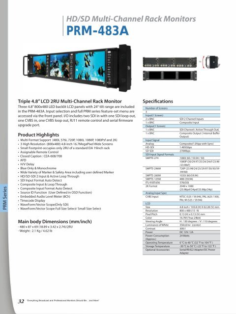 HD/SD Multi-Format LCD Monitors LVM-071W - Videor