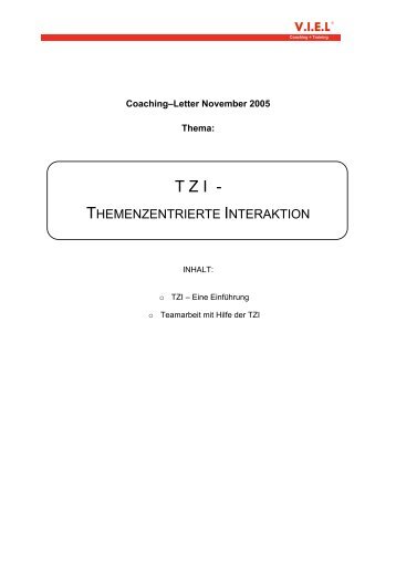 Themenzentrierte Interaktion (TZI) - V.I.E.L Coaching + Training