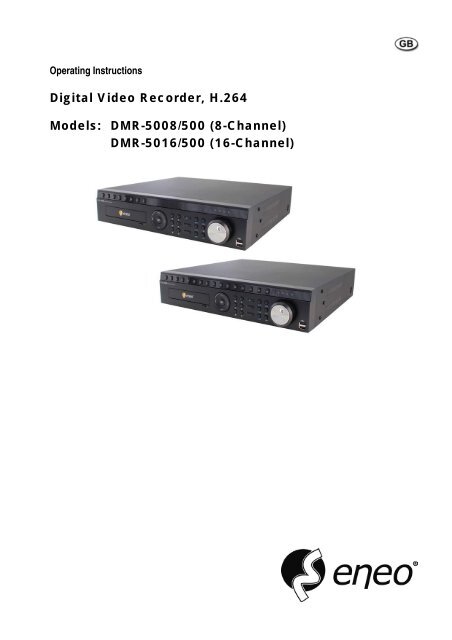 Digital Video Recorder, H.264 Models: DMR-5008/500 (8-Channel ...