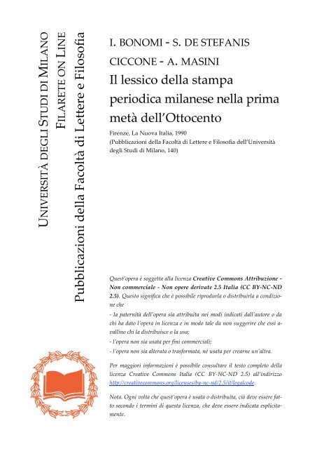 Il lessico della stampa periodica milanese nella prima metà dell ...