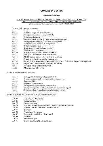 regolamento cosap - Comune di Cecina