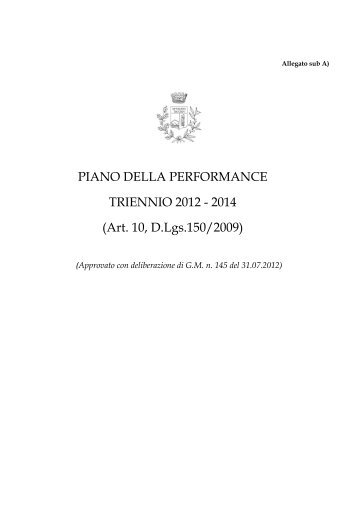 Piano e la relazione sulle performance - Comune di Pontecagnano ...